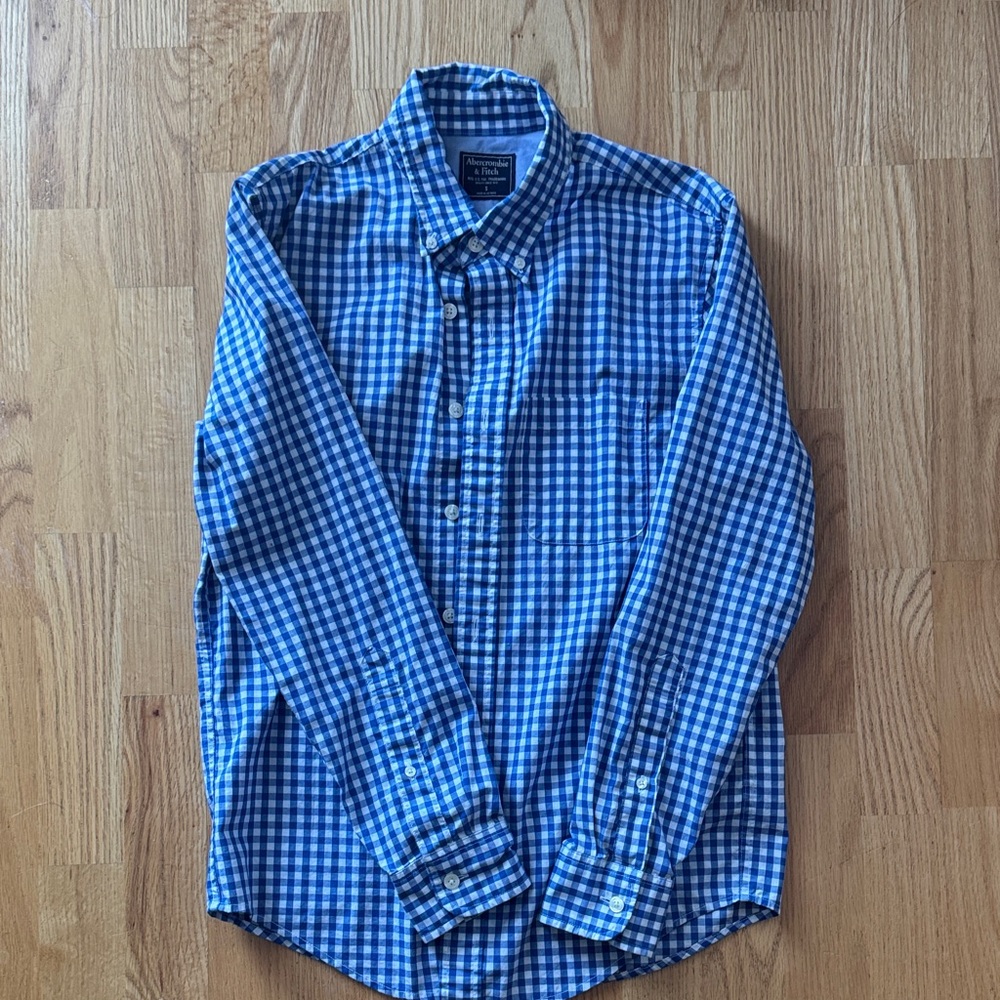Abercrombie and Fitch Blue Checkered Men's Shirt